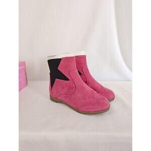 Jessica Simpson Boots Cimone Pink Black Star Pattern Faux Suede Girls 10M New‎